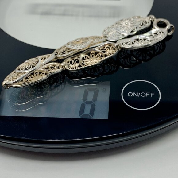 Birks Sterling Silver Floral Filigree Bracelet Size 6 - Picture 12 of 12